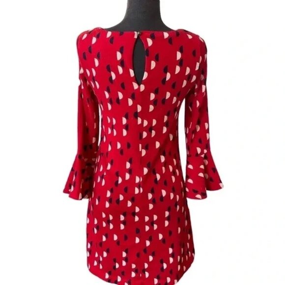 MAEVE by anthropologie  RED Mini  Dress  Long Flounce Sleeves X Small - Picture 4 of 9